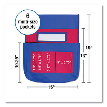 Carson-Dellosa Education Chairback Buddy Pocket Chart, 7 Pockets, 15 X 19, Blue-red freeshipping - TVN Wholesale